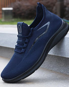 Men's Lightweight Breathable Knit Sneakers Non-Slip Basketball Running Training Shoes Black White Sports Shoes PU Sole