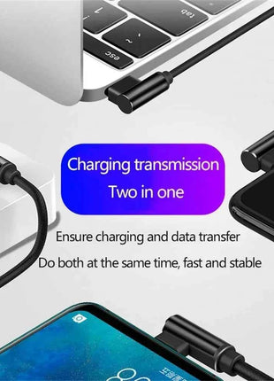 40W 5A USB To Type C Fast charge Weave Data Cable 90 Degree Phone Charger Cable For iPhone Xiaomi Redmi Huawei USB Charging Wire