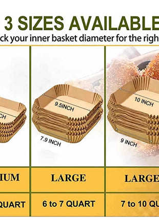50/100PCS Large Air Fryer Disposable Paper Liner Square Non-stick Airfryer Parchment Baking Paper for Cooking Steaming Basket
