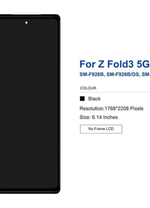 Schermo Per Samsung Z Fold 3 F926B F926B/DS Display LCD Touch Screen Digitale Assemblea Samsung Z Fold 3 Display Parti di Ricambio