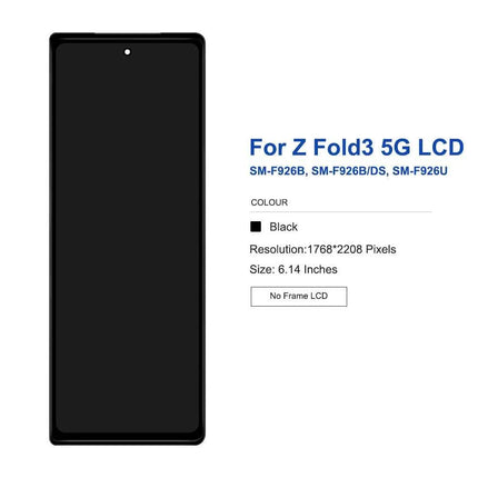 Schermo Per Samsung Z Fold 3 F926B F926B/DS Display LCD Touch Screen Digitale Assemblea Samsung Z Fold 3 Display Parti di Ricambio