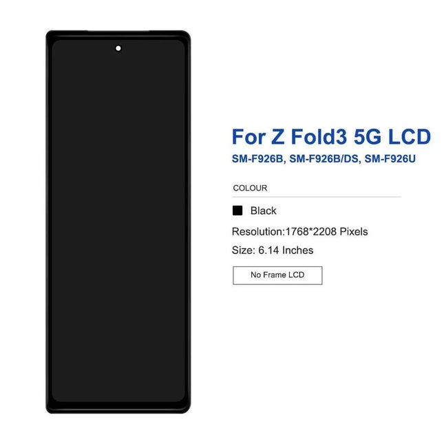 Schermo Per Samsung Z Fold 3 F926B F926B/DS Display LCD Touch Screen Digitale Assemblea Samsung Z Fold 3 Display Parti di Ricambio