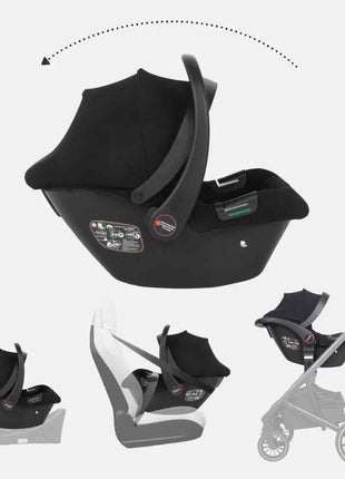 Babyvoyage Black Baby Car Seat with Isofix Base Station UPF45+ Sun Protection Comfortable Breathable Mesh I-Size Infant Car Seat