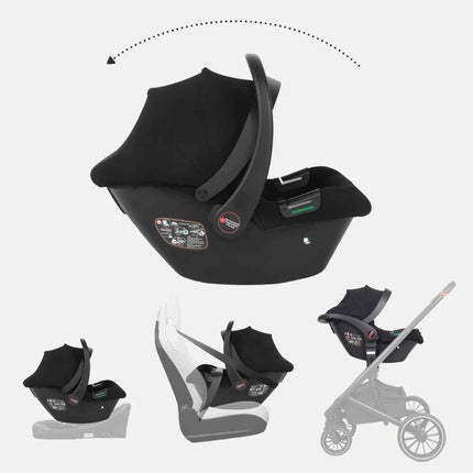 Babyvoyage Black Baby Car Seat with Isofix Base Station UPF45+ Sun Protection Comfortable Breathable Mesh I-Size Infant Car Seat