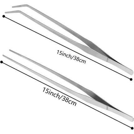 38cm Stainless Steel Aquarium Tweezers Pliers Fish Tank Plant Aquascape Tools Straight Curved Forceps Clip Aquatic Feeding Tongs