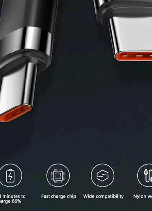 Cavo di ricarica rapida da 120W, cavo USB C a USB Type C di alta qualità con ricarica rapida PD per iPhone Xiaomi 17 Plus Pro Max Samsung S24