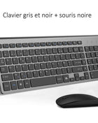 AZERTY French Layout 2.4G Mouse Keyboard Ultra-Slim Wireless Keyboard and Mouse Set Silent Compact for PC Laptop Windows