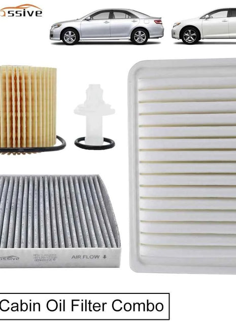 Kit di Manutenzione 3-in-1 per Toyota Camry Venza 2.5L / 2.7L: Filtro Olio, Aria e Abitacolo 04152-YZZA1 17801-YZZ02 87139-YZZ08
