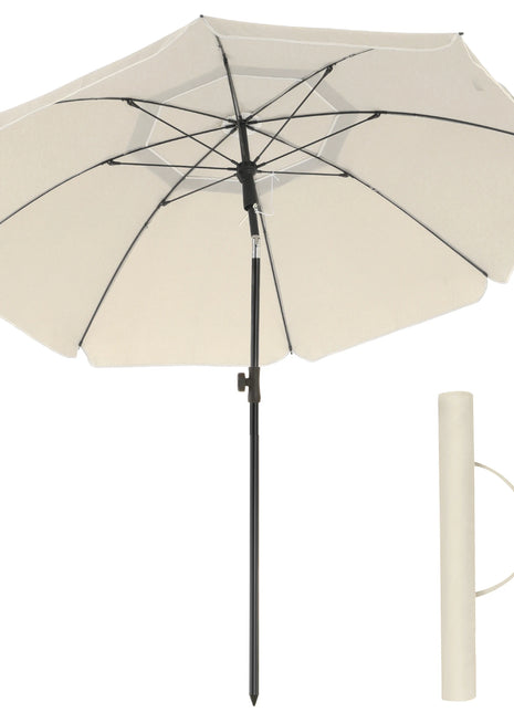 SONGMICS Ombrellone di 160 cm, UPF 50+, Inclinazione Bidirezionale a 30°, Altezza Regolabile, con Borsa da Trasporto, per Balcone Giardino Terrazzo Spiaggia, senza Base