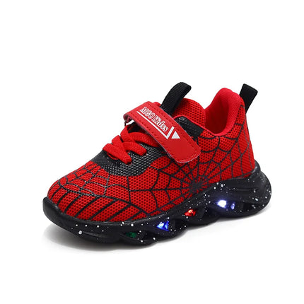 Primavera Autunno Ragazzi Spiderman Mesh Scarpe sportive traspiranti Disney LED Sneakers per bambini Scarpe casual per bambini Scarpe leggere per 0-6 anni