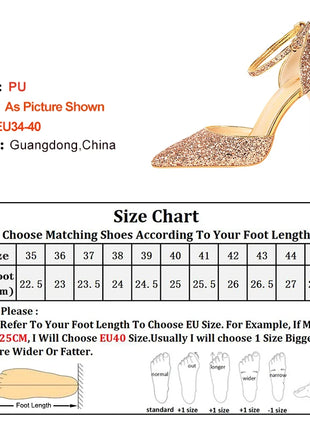 Sandali da Donna con Paillettes 2025, 9.5cm 7.5cm, Fibbia alla Caviglia, Tacco a Spillo per Matrimonio, Nuove Scarpe Classiche con Tacco Alto, Taglie 34-40