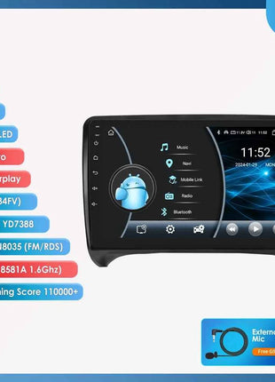 9" Hizpo 2Din Android Auto Car Radio for Audi TT MK2 8J 2006 - 2014 Snapdragon 6115 GPS Navigation SWC DSP 4G BT CarPlay 360°CAM