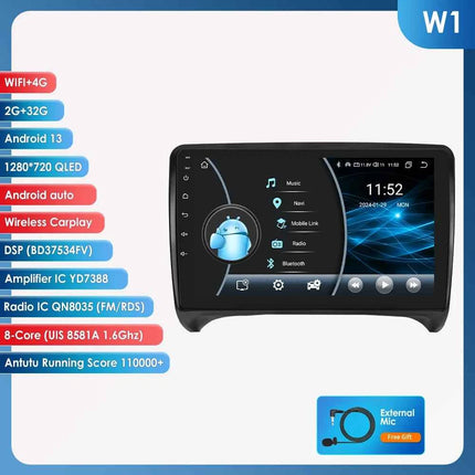 9" Hizpo 2Din Android Auto Car Radio for Audi TT MK2 8J 2006 - 2014 Snapdragon 6115 GPS Navigation SWC DSP 4G BT CarPlay 360°CAM