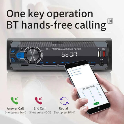 Podofo 1 Din MP3 Car Radio Audio Stereo FM Aux Input Receiver SD TF USB 12V In-dash Bluetooth Multimedia Auto Radio Player