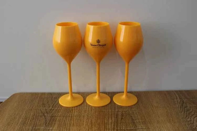 Set 6 Flute Champagne in Acrilico Giallo Policarbonato per Piscina Feste e Outdoor