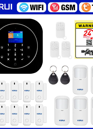 KERUI Sistema di Allarme di Sicurezza Domestica Supporto Alexa G12 Sistema di Allarme WIFI/GSM con App Telefono Sirena di Allarme Sensore PIR Tuya Smart APP