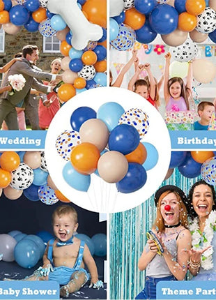 Kit Arco di Palloncini a Tema Bluey da 121 Pezzi con Palloncini a Forma di Zampa di Cane e Osso per Decorazioni Festa di Compleanno per Ragazzi e Ragazze