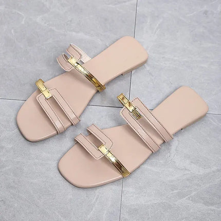 Scarpe da donna Summer Flats Flip flop Dress Shallow Casual donna Slides roma Open-toe pantofole da donna Slingback Sandals2023