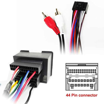 Adattatore per cablaggio radio 44 pin Spina a 16 pin Connettore audio ausiliario Cavo Android per auto per Chevrolet Spark Volt Aveo
