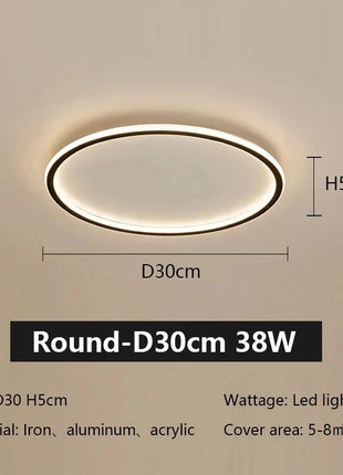 Lampada da Soffitto LED Ultrasottile AuroraRealm, Illuminazione Moderna per Soggiorno con Telecomando, Lampadario per Camera da Letto e Balcone