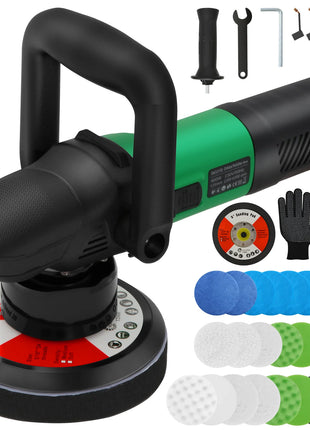 Lucidatrice per auto da 900W, 6 velocità 6500 giri/min, orbitale, con impugnatura a D e impugnatura laterale, per lucidatura, levigatura e sandatura