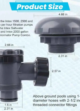 Valvola a Stantuffo On/Off per Piscina, Connessione Filtro Pompa 38mm, per Bestway e INTEX, Accessori di Ricambio per Giardino Esterno