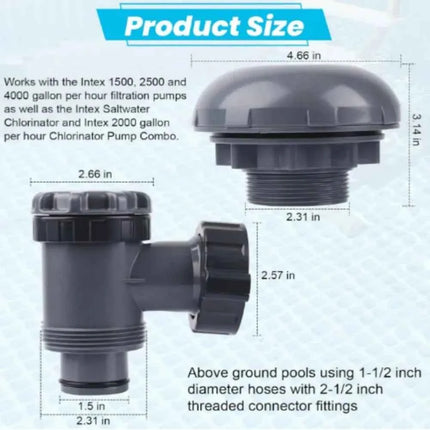 Valvola a Stantuffo On/Off per Piscina, Connessione Filtro Pompa 38mm, per Bestway e INTEX, Accessori di Ricambio per Giardino Esterno