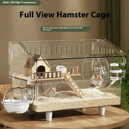 Large Acrylic Clear Hamster Villa Cage for Syrian Gold Teddy Bear Luxury Habitat Stackable DIY Habitat Terrarium