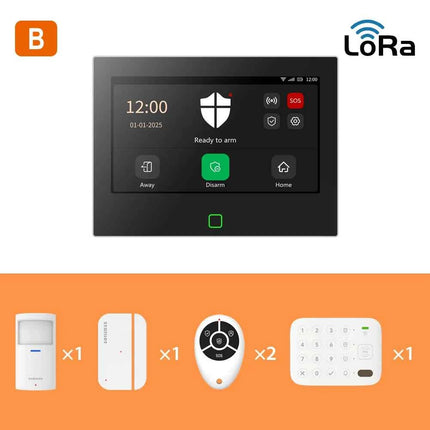 Staniot 7inch Lora Protection Kit WiFi 4G Tuya Smart Home Alarm System with 5000mAh Battery 500M Distance Works with Alexa