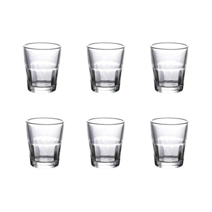 Set 6 Bicchierini Vodka 20ml Fondo Spesso Ottagonale Trasparente Vintage Light Luxury