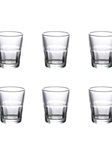 Set 6 Bicchierini Vodka 20ml Fondo Spesso Ottagonale Trasparente Vintage Light Luxury