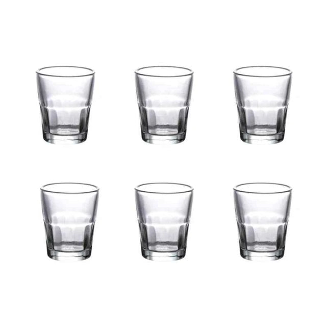 Set 6 Bicchierini Vodka 20ml Fondo Spesso Ottagonale Trasparente Vintage Light Luxury