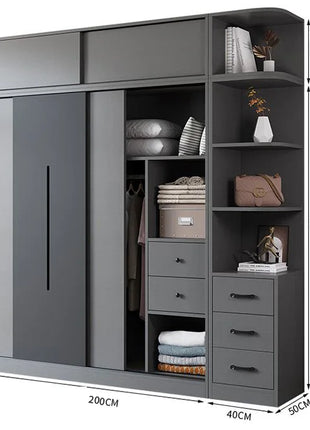 Nuovi Modelli di Armadio ad Angolo dal Design Semplice con Cassetti per lo Stoccaggio, Prezzo all'Ingrosso, Guardaroba in Legno Grigio Personalizzato per Camera da Letto