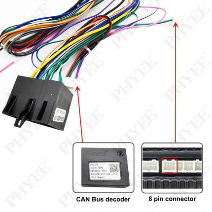 Adattatore per cablaggio Mini-ISO Decodificatore CAN Bus, ritenzione display SWC PDC, P&P 16 pin Android, per Renault Megane Mk2 Fase 2, Clio 3