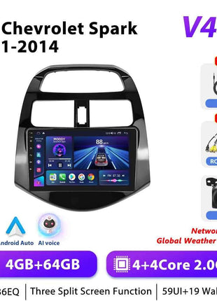 Podofo 4G CarPlay Android Radio For Chevrolet Spark 2011-2014 Car Intelligent System 2din GPS Stereo Head Unit Multimedia Player