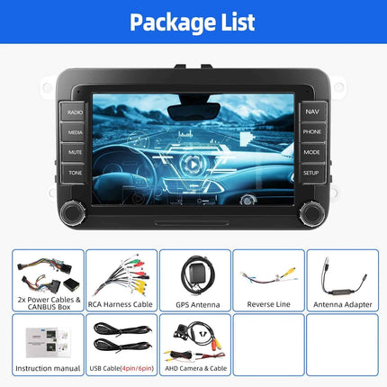 ESSGOO 7" Android 14 4+64G Wireless CarPlay Car Stereo Radio for VW Golf 5 6 Passat Polo Touran Tiguan Caddy GPS Navi RDS FM BT