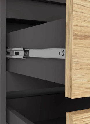 Mobiletto AKORD S90 Grigio Grafite 90 cm 2 ante 2 cassetti colore Rovere Artisan Opaco 4 ripiani 90x51x180 cm