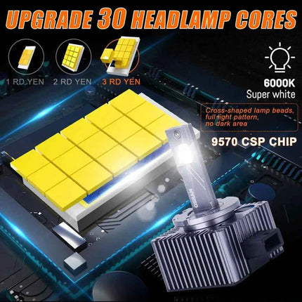 OSRAM LED D1S D3S Car Headlight LEDriving XENON HID Lamps 45W Power Bright 6000K White Canbus LED Bulbs Original Upgrade, Pair