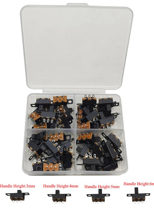 40 Pcs/Box SS12D00 SS12F15 Slide Switch 3Pin 1P2T 2 Position ON-OFF Switch Toggle Switch Handle Length 2MM 3MM 4MM 5MM 6MM