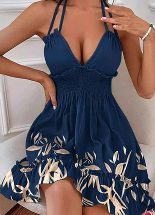 Abiti estivi alla moda 2025 Abiti estivi da donna Trendy Boho Stampa floreale Cover Up Scollo a V Prendisole senza maniche ssi