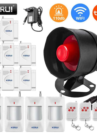 KERUI Tuya Smart WIFI Sistema di Allarme di Sicurezza Kit 110dB Wireless Forte Sirena Interna/Esterna Corno Casa Antifurto Sensore Porta di Movimento