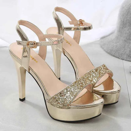 Donne sexy sandali donna estate 2024 Bling femminile peep toe tacchi sottili partito scarpe da ballo sandalo con plateau scarpe firmate da donna