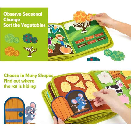 Toddlers Montessori Toys Farm Animal Story Busy Cloth Book Preschool Learning Fine Motor Toys Kids Early Education Felt Book