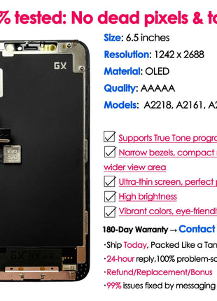 180days Warranty GX OLED For iPhone 11 Pro Max Screen Replacement Phone Mobile Display Touch Digitizer Assembly Repair Kit LCD