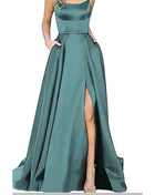 Nuovo per le donne Abito elegante Moda estiva Festa notturna Formale Abito da sera lungo con spalline Abiti da sposa eleganti