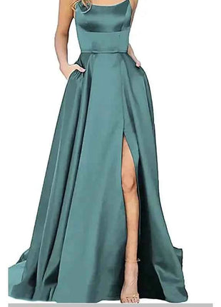 Nuovo per le donne Abito elegante Moda estiva Festa notturna Formale Abito da sera lungo con spalline Abiti da sposa eleganti