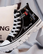 Men's Canvas Vulcanized High-Top Plateau Breathable Casual Sneakers Trainers Sturdy Sneakers