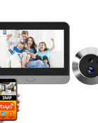Tuya Smart 3MP 140° Ampio Angolo di Visione Mini Spioncino Digitale Eye Viewer WiFi IR Rilevamento PIR Campanello Videocamera per porte Alexa Google