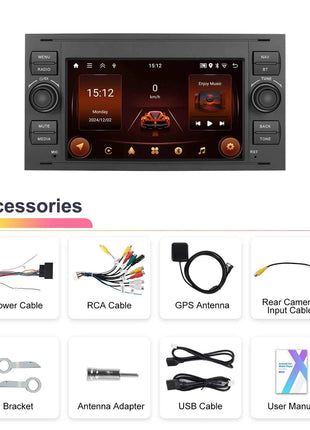 Hikity 2Din 7 "Car Radio for Transit Fiesta Focus Galaxy Mondeo Fusion Kuga C/S-Max Car Player Carplay/Auto GPS WIFI Touch display