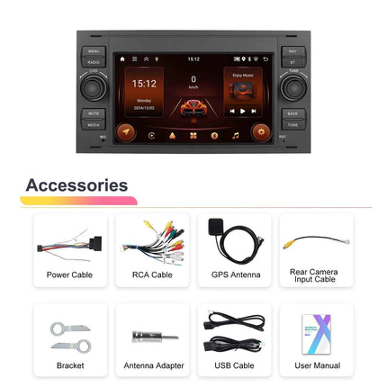 Hikity 2Din 7 "Car Radio for Transit Fiesta Focus Galaxy Mondeo Fusion Kuga C/S-Max Car Player Carplay/Auto GPS WIFI Touch display